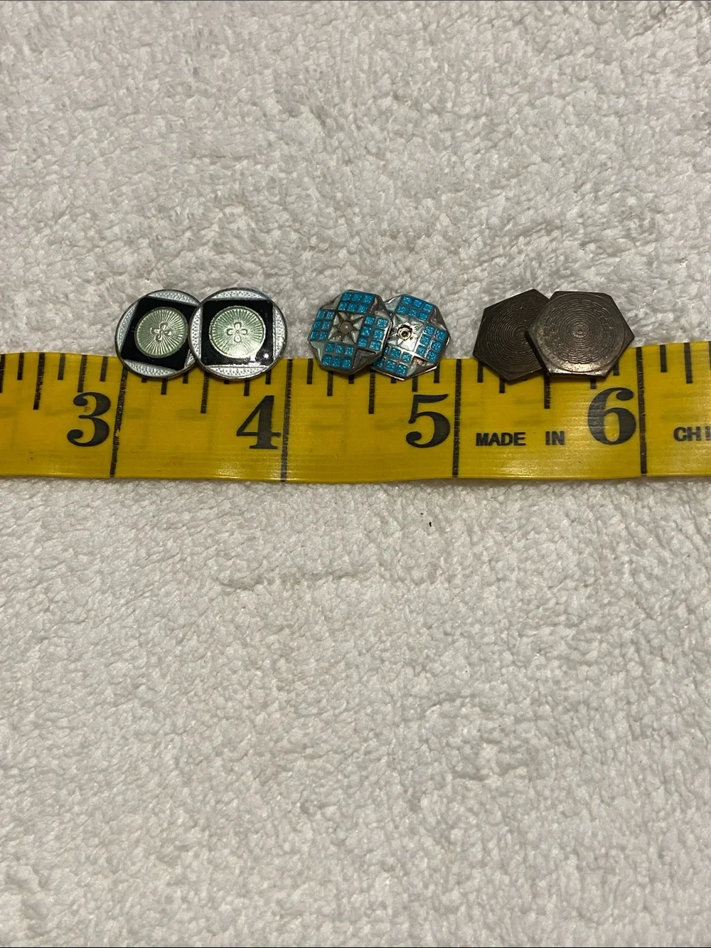 Vintage sterling silver 925Men's Turquoise Enamel and Vintage Metal Cufflink Set